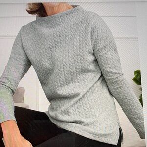 Talbots Light Gray Textured Cowl Neck Sweater